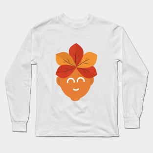 character face and autumn leaves Long Sleeve T-Shirt